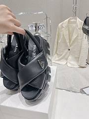 Prada Monolith Padded Nappa Black Leather Sandals - 3