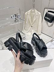 Prada Monolith Padded Nappa Black Leather Sandals - 4