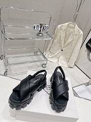 Prada Monolith Padded Nappa Black Leather Sandals - 5