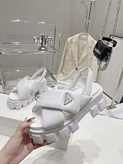 Prada Monolith Padded Nappa White Leather Sandals - 3