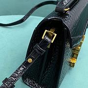 YSL Cassandra Mini Top Handle Bag In Crocodile-Embossed Shiny Leather Black Size 20x16x7,5 cm - 2