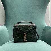 YSL Cassandra Mini Top Handle Bag In Crocodile-Embossed Shiny Leather Green Size 20x16x7,5 cm - 1
