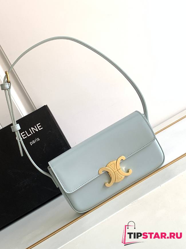 Celine Shoulder Bag Triomphe In Shiny Calfskin Soft Blue Size 20x10x4 cm - 1