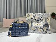 Dior Caro Box Bag Royal Blue Quilted Macrocannage Calfskin Size 18x13x5 cm  - 1