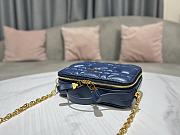 Dior Caro Box Bag Royal Blue Quilted Macrocannage Calfskin Size 18x13x5 cm  - 3