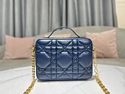 Dior Caro Box Bag Royal Blue Quilted Macrocannage Calfskin Size 18x13x5 cm  - 4