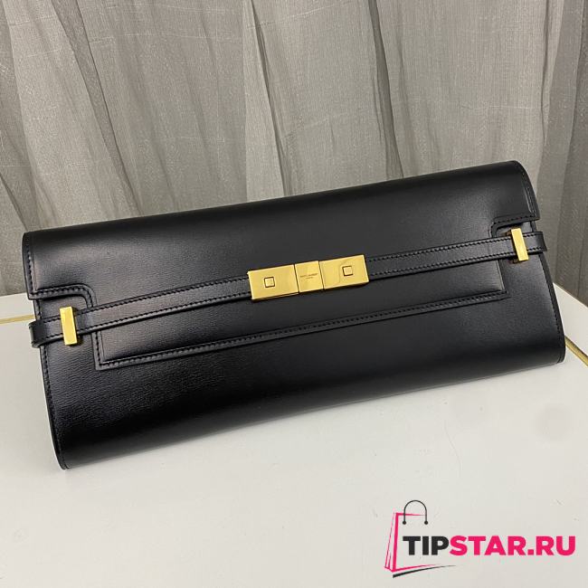 YSL Manhattan Clutch In Black Calfskin Leather Size 31x14x3 cm - 1