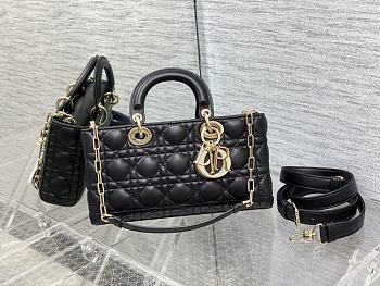 Dior Medium Lady D-Joy Bag Black Cannage Lambskin Size 26x13.5x5 cm
