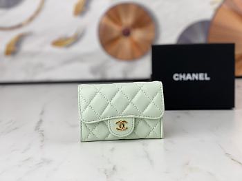 Chanel CC Classic Flap Card Case Light Green Size 7.5×11.3×2.1 cm