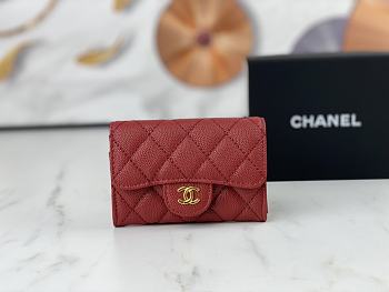 Chanel CC Classic Flap Card Case Red Size 7.5×11.3×2.1 cm