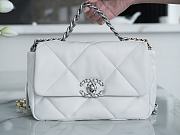 Chanel 19 Handbag White Silver Hardware Size 16×26×9 cm - 1