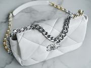 Chanel 19 Handbag White Silver Hardware Size 16×26×9 cm - 2