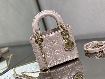 Mini Lady Dior Bag Lotus Pearlescent Cannage Lambskin Size 17x15x7 cm