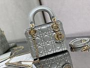 Mini Lady Dior Bag Opaline Gray Pearlescent Cannage Lambskin Size 17x15x7 cm - 1