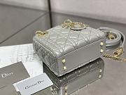 Mini Lady Dior Bag Opaline Gray Pearlescent Cannage Lambskin Size 17x15x7 cm - 2