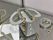 Mini Lady Dior Bag Opaline Gray Pearlescent Cannage Lambskin Size 17x15x7 cm - 3
