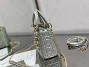 Mini Lady Dior Bag Opaline Gray Pearlescent Cannage Lambskin Size 17x15x7 cm - 4