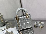 Mini Lady Dior Bag Opaline Gray Pearlescent Cannage Lambskin Size 17x15x7 cm - 5
