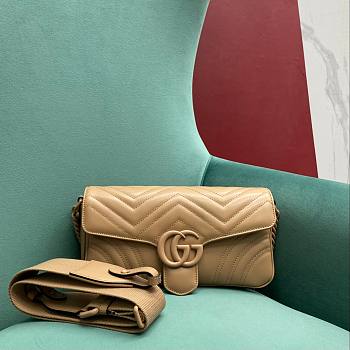 Gucci GG Marmont Matelassé Shoulder Bag Rose Pink Leather Size 26.5x13x7 cm