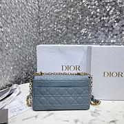 Medium Dior Caro Bag Cloud Blue Supple Cannage Calfskin Size 25.5x15.5x8 cm - 3