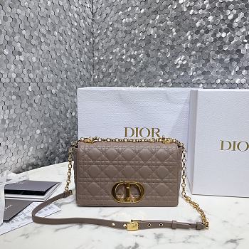 Medium Dior Caro Bag Warm Taupe Supple Cannage Calfskin Size 25.5x15.5x8 cm