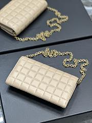 YSL Le Maillon Chain Wallet In Quilted Nubuck Suede Off White Size 19x11x4 cm - 2