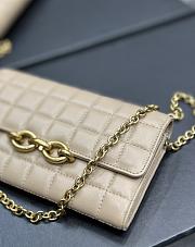 YSL Le Maillon Chain Wallet In Quilted Nubuck Suede Off White Size 19x11x4 cm - 5