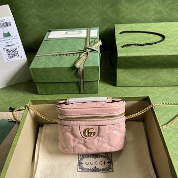 GG Matelassé Top Handle Mini Bag Pink 16x10.5x5 cm