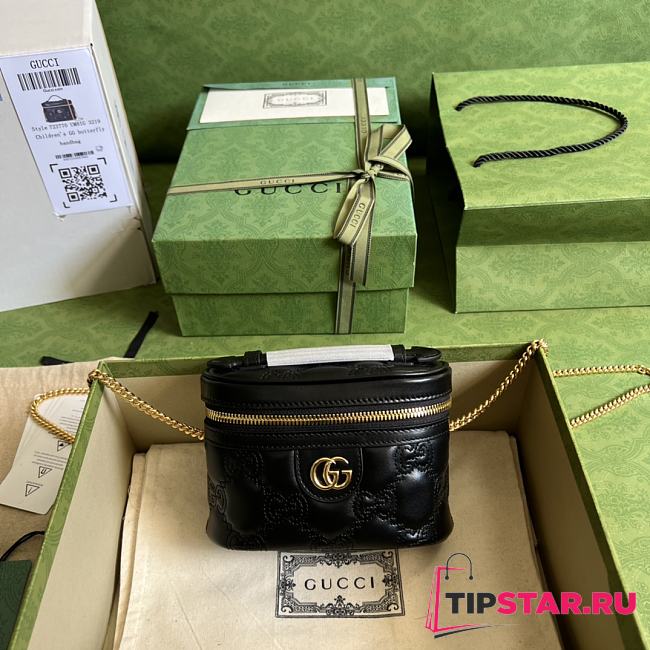 GG Matelassé Top Handle Mini Bag Black 16x10.5x5 cm - 1