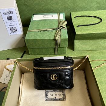 GG Matelassé Top Handle Mini Bag Black 16x10.5x5 cm