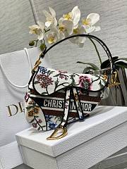 Saddle Bag White Multicolor Dior Petites Fleurs Embroidery Size 25.5x20x6.5 cm - 1