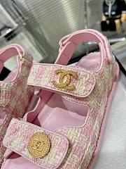 Chanel Sandals Cotton Tweed Pink - 2