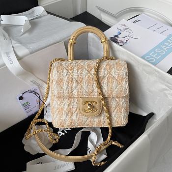 Chanel Mini Flap Bag With Top Handle Orange AS4035 Size 15×15.5×7.5 cm