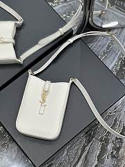 YSL Le 5 À 7 Mini Vertical In Shiny Leather White Size 13x20x4 cm - 2