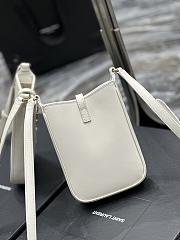 YSL Le 5 À 7 Mini Vertical In Shiny Leather White Size 13x20x4 cm - 3