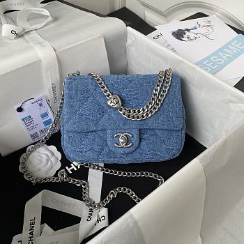 Chanel Mini Flap Bag In Denim AS3829 Size 14×20×8 cm