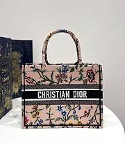 Dior Medium Book Tote Pink Multicolor Dior Petites Fleurs Embroidery Size 36x27.5x16.5 cm - 1