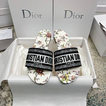 Dior Dway Slide White Multicolor Embroidered Cotton