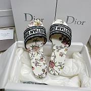 Dior Dway Slide White Multicolor Embroidered Cotton - 2