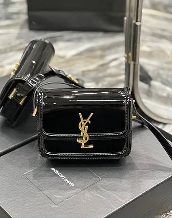 YSL Solferino Small Satchel In Lacquered Patent Leather Black 18.5x14x6 cm