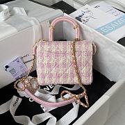 Chanel Small Vanity Case Pink Tweed Size 12.5×15×8 cm - 3
