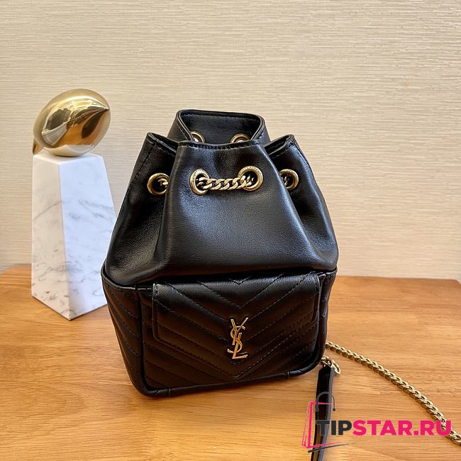 YSL Joe Mini Bucket Bag In Quilted Lambskin Black Size 19x13x13 CM - 1