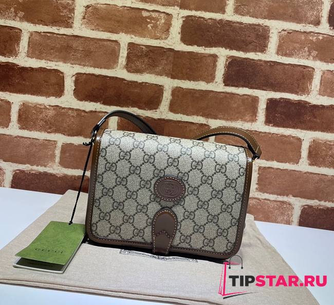 Gucci Mini Shoulder Bag With Interlocking G Beige and ebony Size 20×17×8cm - 1