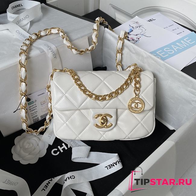 Chanel Small Flap Bag AS4012 White Size 12×21×7 cm  - 1