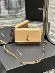 YSL Cassandre Phone Holder With Strap In Smooth Leather Dark Beige Size 18x11x2,5 cm - 1