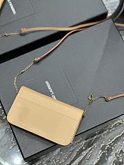 YSL Cassandre Phone Holder With Strap In Smooth Leather Dark Beige Size 18x11x2,5 cm - 2