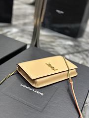 YSL Cassandre Phone Holder With Strap In Smooth Leather Dark Beige Size 18x11x2,5 cm - 3
