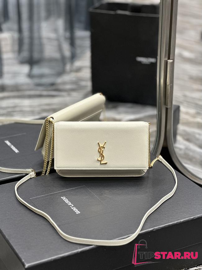 YSL Cassandre Phone Holder With Strap In Smooth Leather Blanc Vintage Size 18x11x2,5 cm - 1