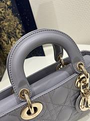 Dior Small Lady D-Joy Bag Ethereal Gray Cannage Lambskin Size 22x6x12 cm - 3