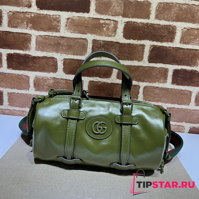 Gucci Small Duffle Bag With Tonal Double G Forest Green Leather Size 28.5x16x16 cm - 1